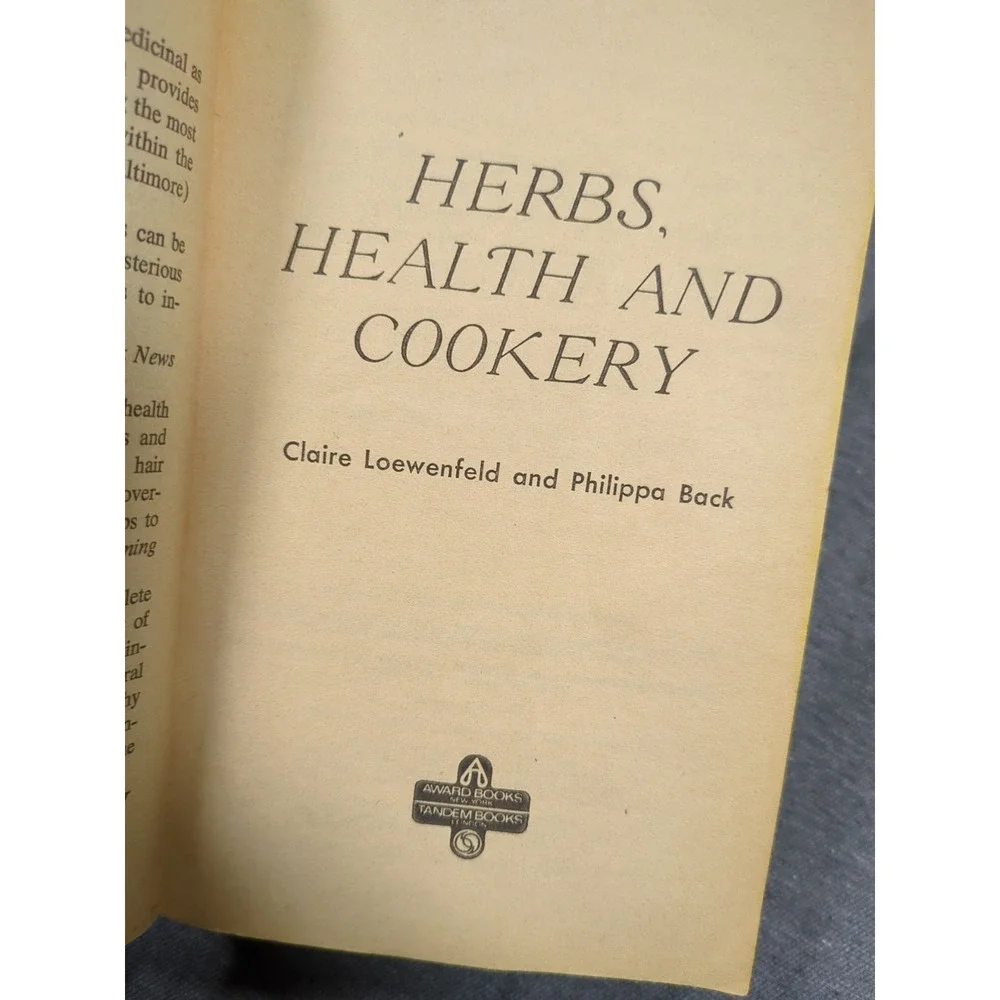 1967 Herbs Health & Cookery VTG Cookbook by Claire Loewenfeld & Phillipa Back PB